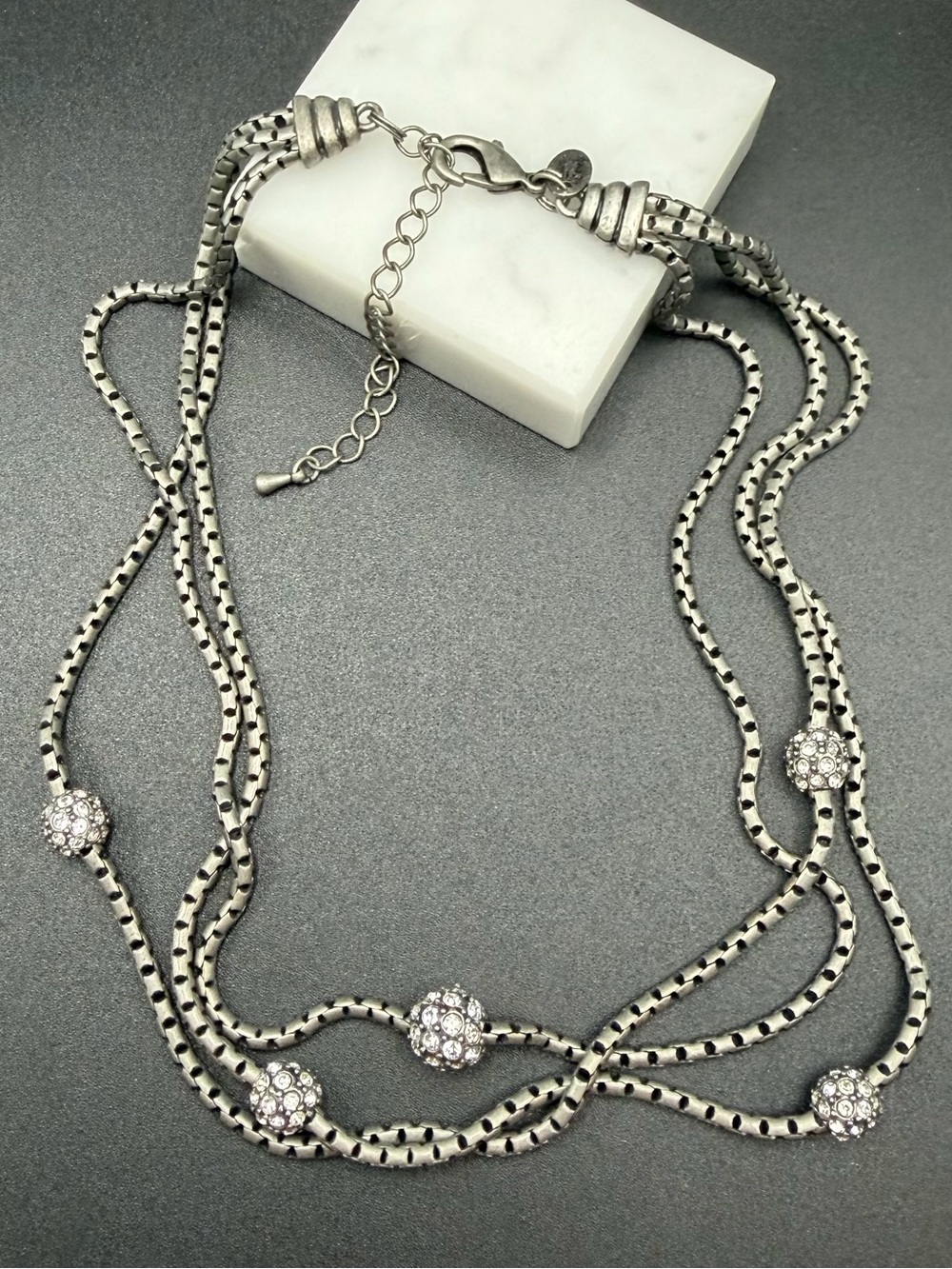 Kiam Family Caleigh multi-strand chain and rhinestone ball necklace #586